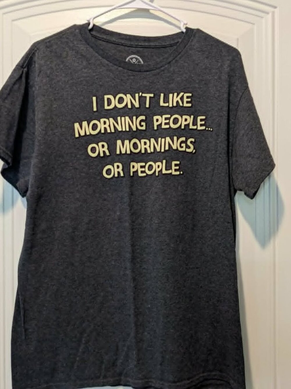 Women's Funny Graphic -T-Shirt I Don't Like Morning People - Dark Grey - M -VGUC
